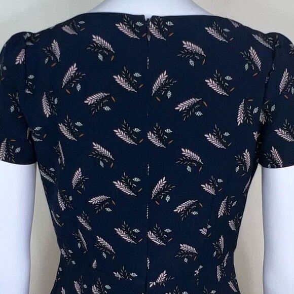 LOFT Feather Graphic Blue Fit and Flair Dress - Picture 10 of 15